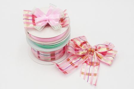 Sweet Pink Plaid Sheer Ribbon Set_C3-1500